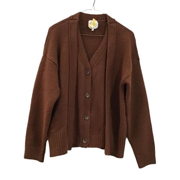 J.O.A. Sweater Cardigan, Brown, Size M - Picture 1 of 5